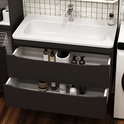 Style Line Мебель для ванной Бергамо Мини 90 Люкс антискрейтч Plus подвесная черная – фотография-5